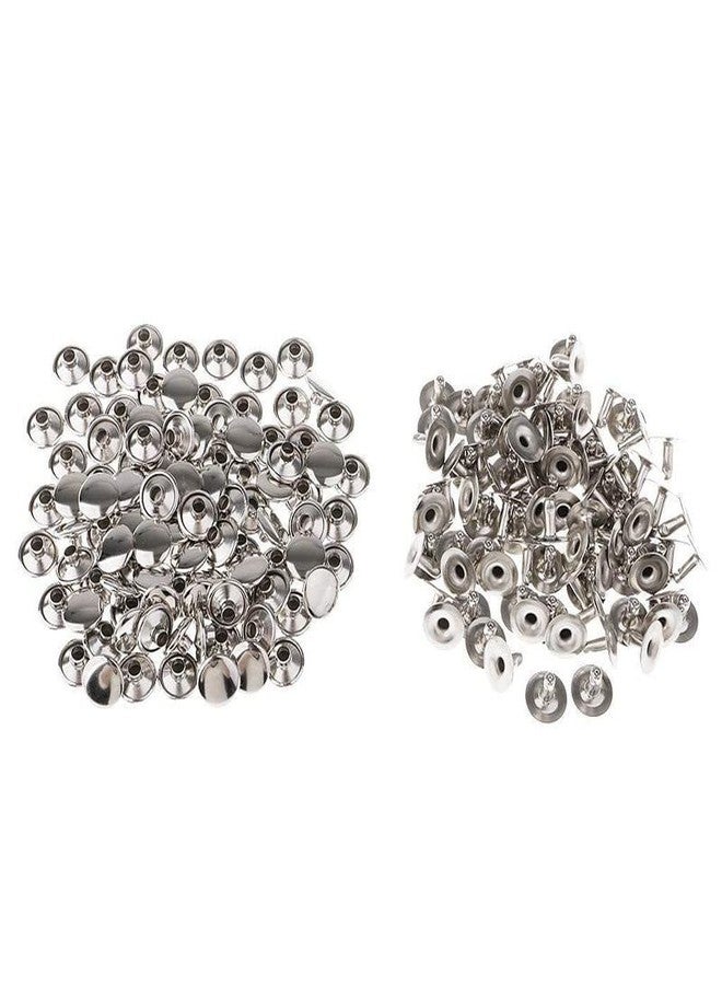 Nimida™ Single Cap Rivets | Brass | Medium Size-7 mm | Silver | for DIY Leather Craft | Pack of 100 Pairs - Image 2